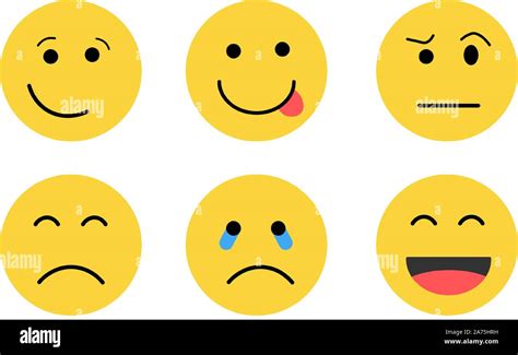 Emoji Feeling Faces Vector Communication Chat Elements In Yellow