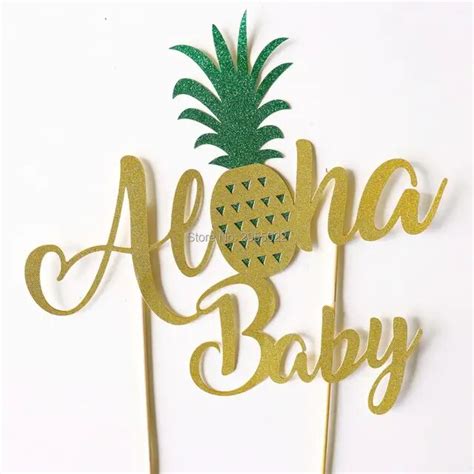 Aloha Baby Shower Cake Topper Lunar Party Glitter Topper~ Pineapple