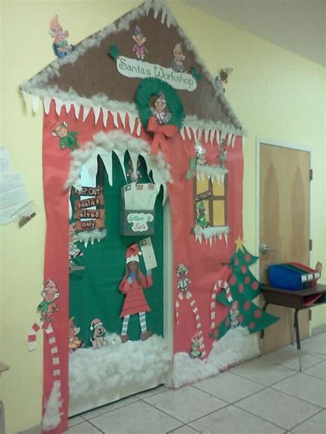 santas workshop christmas classroom door decoration christmas classroom door pinterest