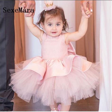 Cute Pink Baby Girls Puffy Dresses Tutu Sleeveless Baby Infant First