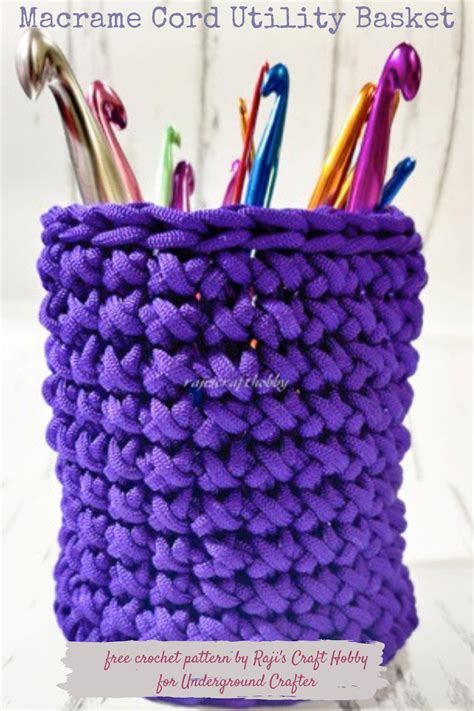 Crochet Macrame Cord Basket By Rajis Craft Hobby Underground Crafter