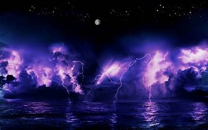 Lightning Storm Nature Moon Background Fury Purple