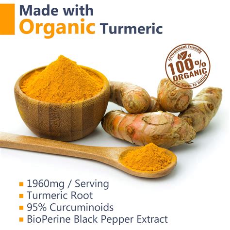 Organic Turmeric Curcumin With Bioperine And 95 Curcuminoids 1960mg