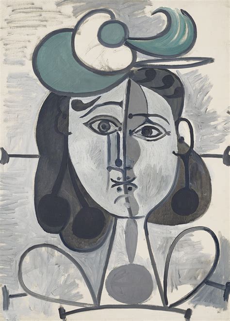 Portrait picasso with hat, bw photo, mid century icon, modern wall art. Pablo Picasso (1881-1973) , Portrait de Françoise Gilot ...