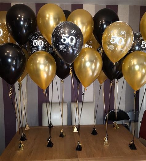 Black And Gold Double Standard 50th Birthday Balloons Birthday Party