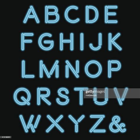 Blue Neon Alphabet Vector Art Getty Images