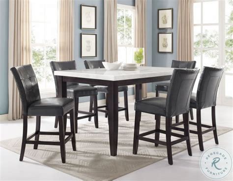 Francis White Marble Rectangular Counter Height Dining Room Set From