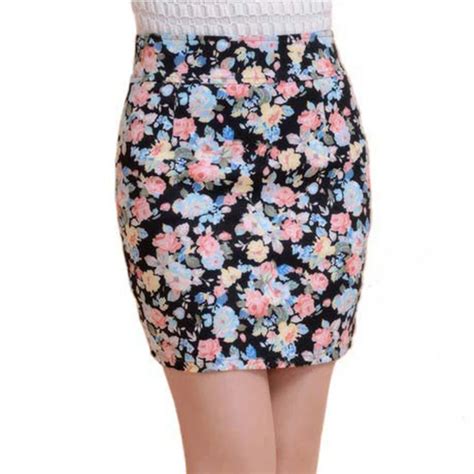 Summer Women Skirts 3 Colors Flower Full Print Sexy Pencil Short Skirts Elastic Hip Skirt Skirt
