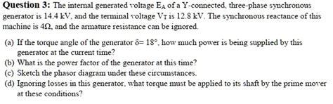 Solved Question 3 The Internally Generated Voltage Ea Of A Y
