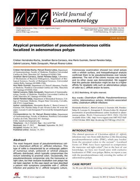 Atypical Presentation Of Pseudomembranous Colitis Localized In