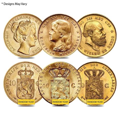 10 Guildergulden Netherlands Gold Coin Agw 1947 Oz Aubu Random Year