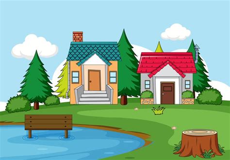 Simple Rural House Scene 418290 Vector Art At Vecteezy