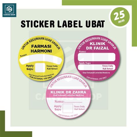 Sticker Label Ubat Klinik Farmasi Bulat Shopee Malaysia