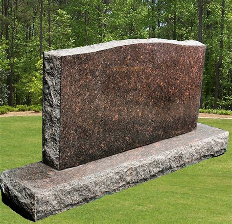 Dakota Mahogany Granite Upright Serpentine Monument Double Marker Split Face Headstone