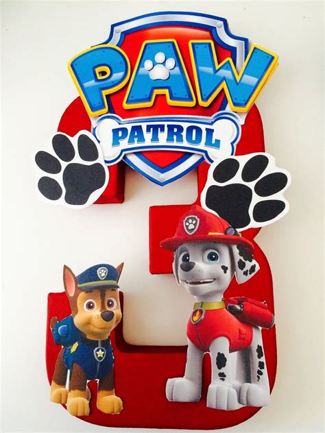 Paw Patrol Party Decorations Photo Booth Props Number 3 Paw Patrol