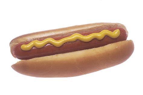 Hot Dog Free Stock Photo A Hot Dog With Mustard On A White
