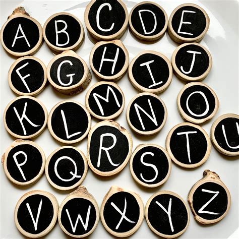 Wooden Alphabet Discs Etsy