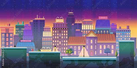 City Game Background 2d Game Application Vector Design Tileable