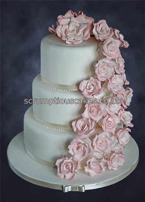 Rose Cascade Wedding Cake Decorated Cake By Scrumptious Cakesdecor