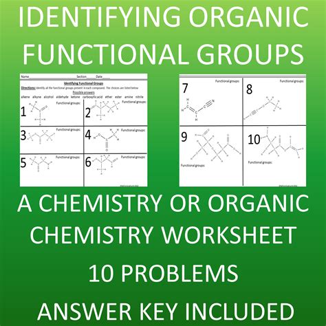 Identifying Organic Functional Groups A Chemistry Worksheet Made By