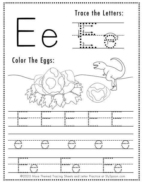 Free Letter E Tracing Worksheets Sly Spoon
