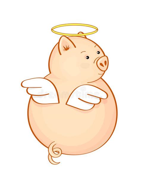Cute Angel Pig With Wings Looking Back Stock Vector Illustration Of