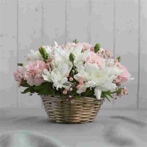 White Chrysanthemum Spray Carnation Pink Baby Breath Ovenfresh