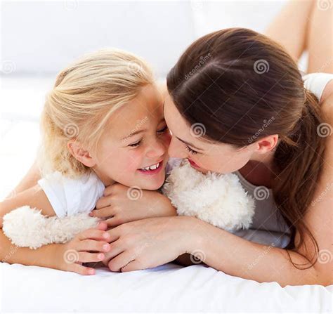 Attentive Mother Hugging Her Daughter Stock Image Image Of Caucasian