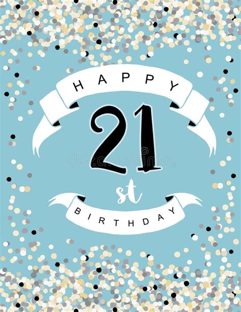 Happy 21st Birthday Vector Illustration Blue Card Stock Vector