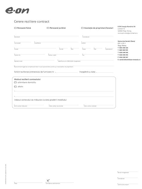 Form Ro Eon Cerere Reziliere Contract Fill Online Printable
