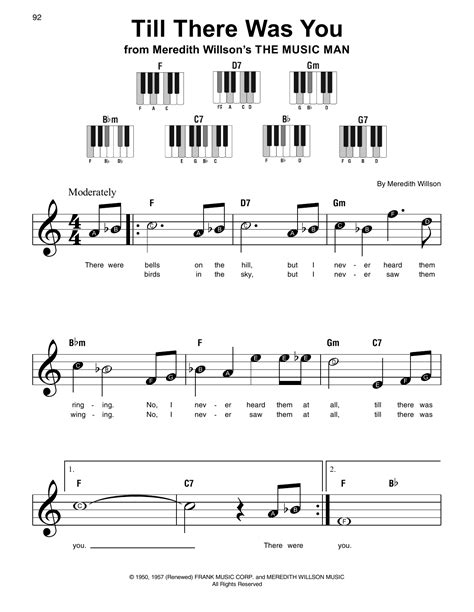 D7 gm g7 c c+ they tell me in sweet fragrent meadows of dawn and you. Till There Was You (from The Music Man) Sheet Music | Meredith Willson | Super Easy Piano