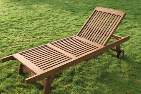 Solid Teak Garden Sun Lounger Chair With Side Tray Garden Market Place