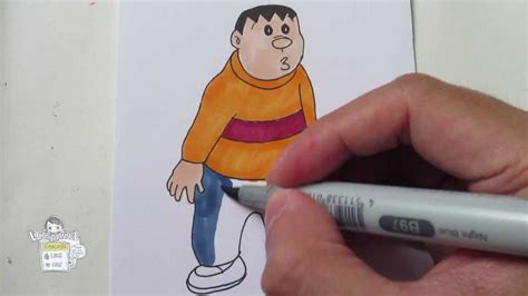 How To Draw Gian From Doraemon ジャイアン Youtube