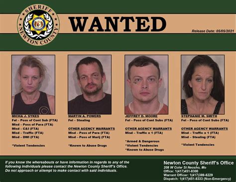 Inside Joplin Warrant Wednesday Newton County Sheriff Seeking These People With Outstanding
