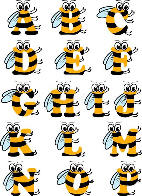 Latin Alphabet Funny Bee Abc Stock Vector Illustration Of Font