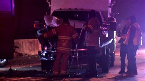 tulsa firefighter escapes death in roadside collision