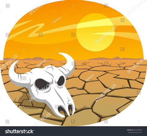 Cow Skull Desert Sunset Vector Illustration Stock Vector 293018843 566