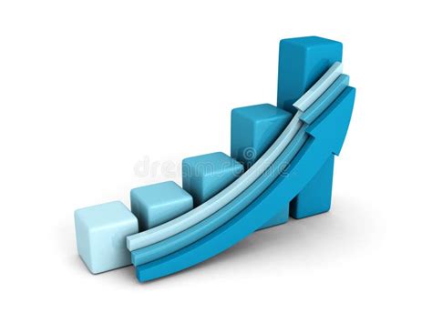 Blue Business Bar Graph With Rising Up Growing Arrow Stock Illustration