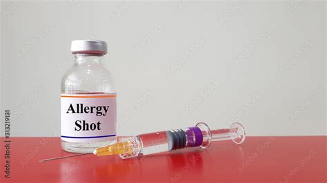 Allergy Shot In Bottle And Syringe For Injection Allergen