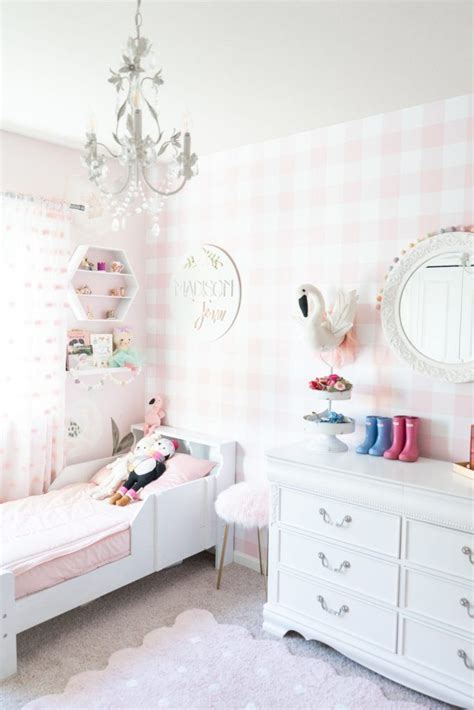 Updating Our Toddlers Room With Pink Gingham Wallpaper Girls Room