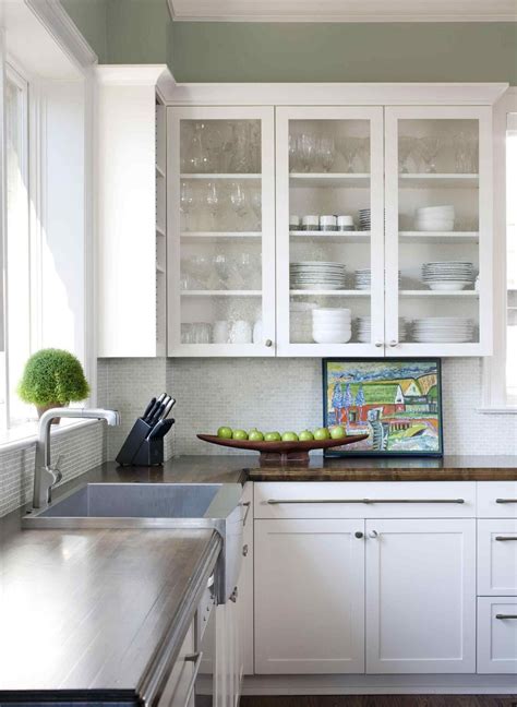 White Kitchen Cabinets With Glass Doors Add A Touch Of Elegance To