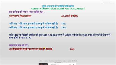Income Tax Computation Of Total Income And Tax Liabilities कुल आय की