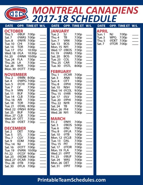 Bill reached his pension eligibility age of 66 years in july 2019. Habs Hockey Schedule 2019 2020 Printable | Printable ...