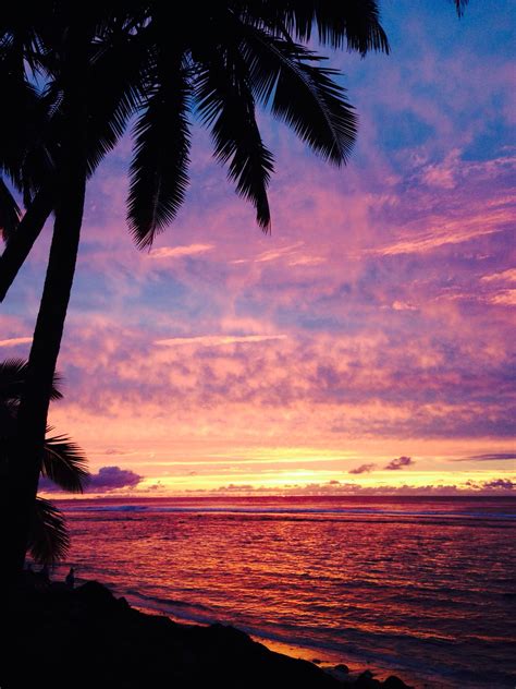 Rarotonga Sunset Cook Islands Scenic Photography Amazing Sunsets