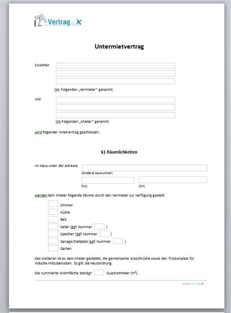 Mietvertrag kostenloses gepruftes muster pdf immowelt / während das pdf muster zweimal se. Untermietvertrag PDF › Der Mustermann