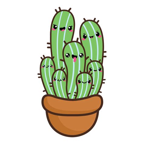 Kawaii Cactus Clipart Succulent Clipart Kawaii Cacti Etsy