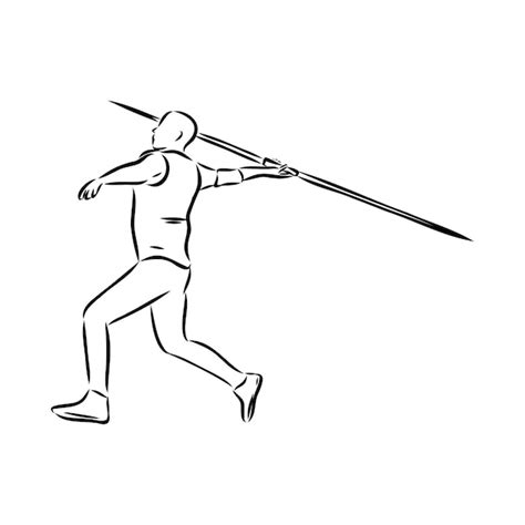 Premium Vector Hand Sketch Athlete Throwing A Javelin Vector Illustration