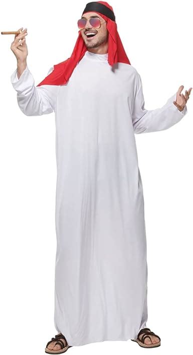 Fantastcostumes Disfraz árabe Para Hombre Bata Blanca De Sultán