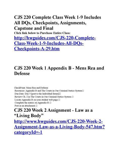 Cjs 220 Complete Course Week 1 9 Includes All Dqs Checkpoints