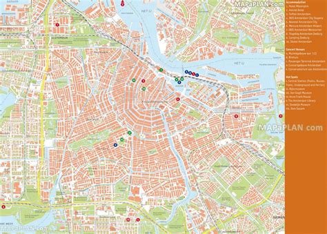 Map Of Amsterdam Tourist Attractions Sightseeing Tourist Tour Amsterdam Street Map